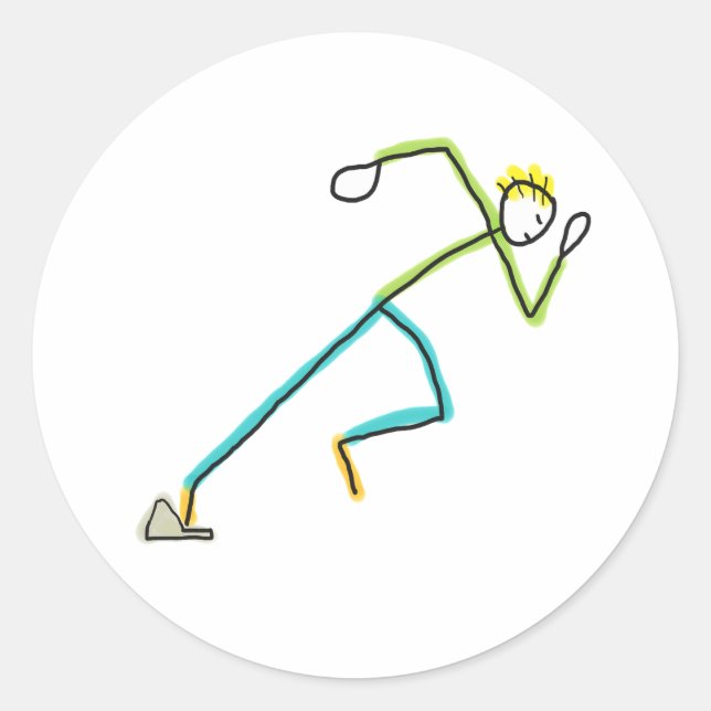 Pegatina Redonda Sprinter Stickman (Anverso)
