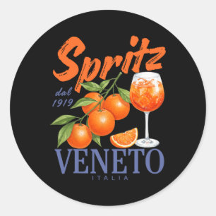 Pegatina Redonda Spritz Veneto Dal 1919 Italia Vino Naranja Vintage