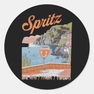 Pegatina Redonda Spritz Veneto Italia Vino Naranja Vintage Cola 3 