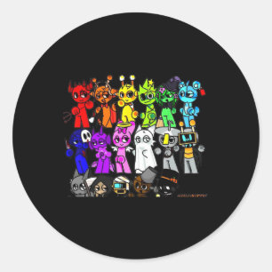 Pegatina Redonda Sprunky Happy Halloween Funbot Jevin Simon Pinki O