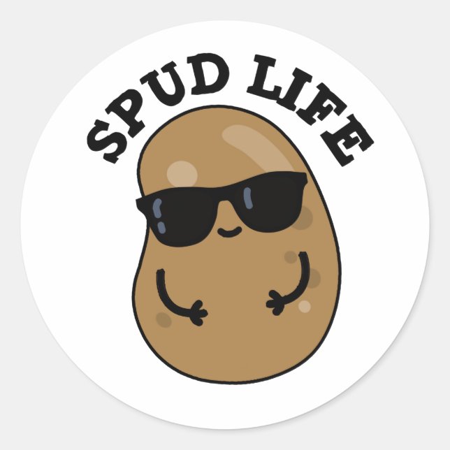Pegatina Redonda Spud Life Funny Potato Pun (Anverso)