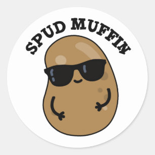 Pegatina Redonda Spud Muffin Cute Pun