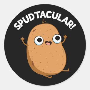 Pegatina Redonda Spudtacular Funny Potato Pun Dark BG