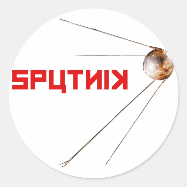 Pegatina Redonda SPUTNIK - unión espacial/rusa/soviética/tecnología (Anverso)