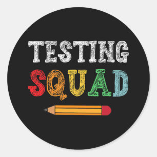 Pegatina Redonda Squad Costume Test Day Profesora Graciosa Escuela