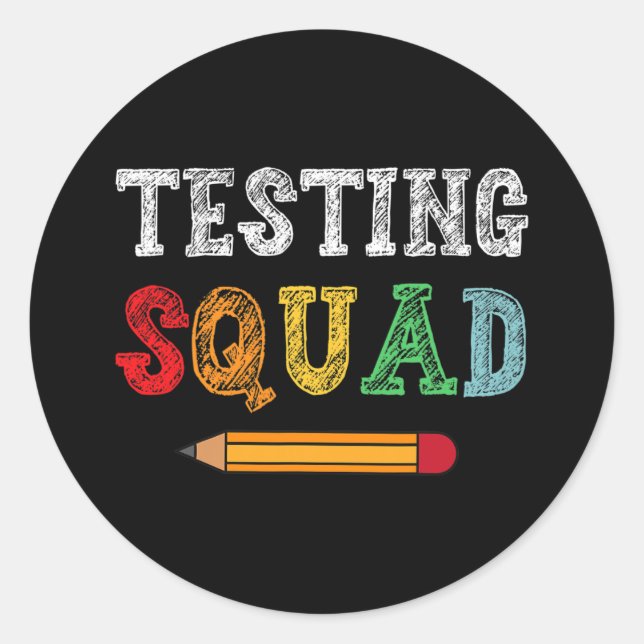 Pegatina Redonda Squad Costume Test Day Profesora Graciosa Escuela (Anverso)