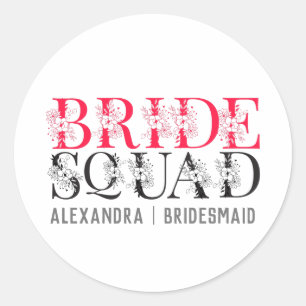 Pegatina Redonda Squad de la Novia   Camiseta de Despedida de Solte