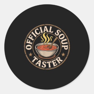 Pegatina Redonda Squad de Sopa Retro Funcionario Taster Funny Foodi