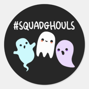 Pegatina Redonda Squad Ghouls Funny Halloween Ghost Pun Dark BG
