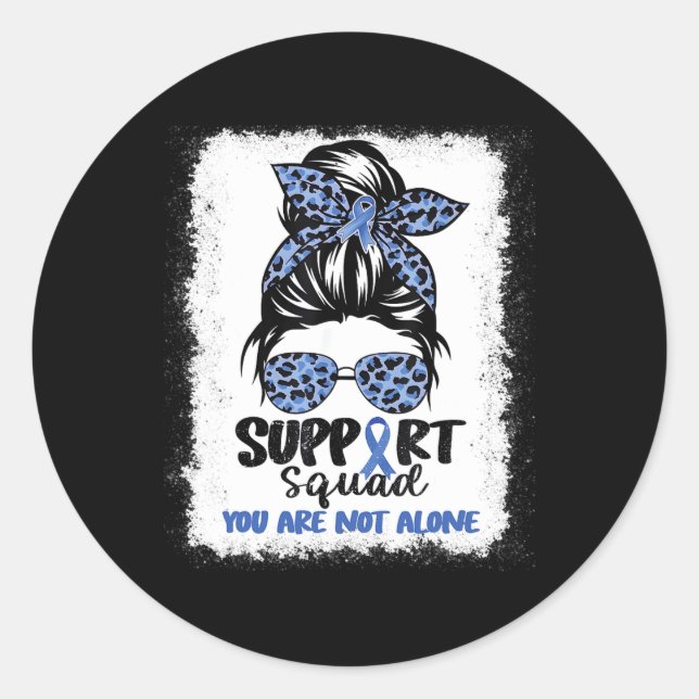 Pegatina Redonda Squad Messy Bun Blue Warrior Alopecia Awar (Anverso)