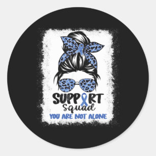 Pegatina Redonda Squad Messy Bun Blue Warrior Alopecia Awar