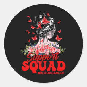 Pegatina Redonda Squad Messy Bun mariposa Mariposa Cinta roja