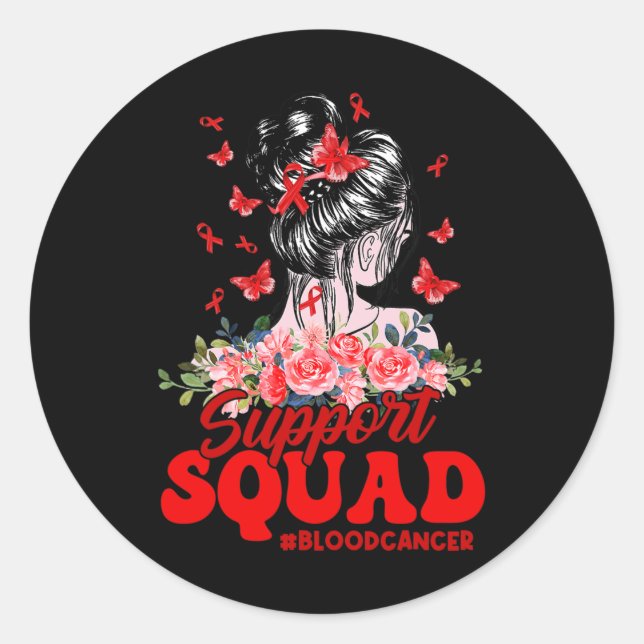 Pegatina Redonda Squad Messy Bun mariposa Mariposa Cinta roja (Anverso)