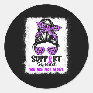 Pegatina Redonda Squad Messy Bun Purple Warrior Alzheimer A