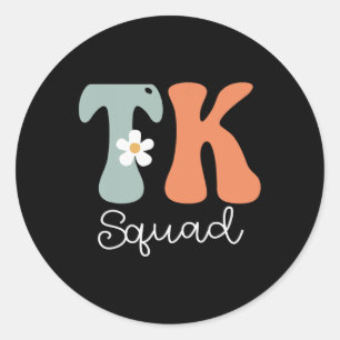 Pegatina Redonda Squad Retro Groovy Vintage Feliz Primer Día De Sch