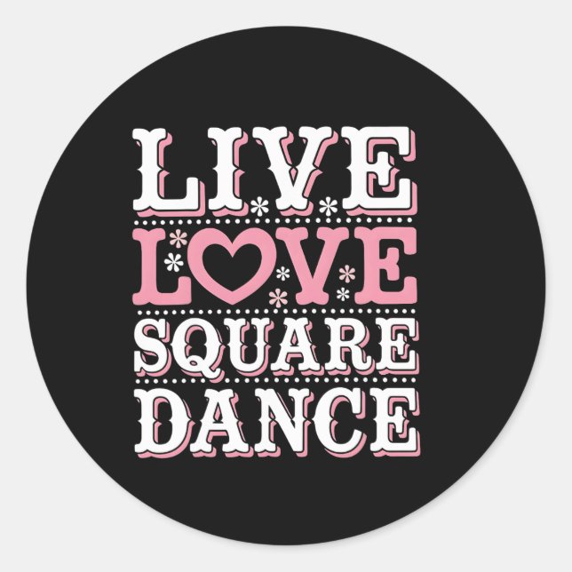 Pegatina Redonda Square Dance Love Square Dancing Square Dance Squa (Anverso)