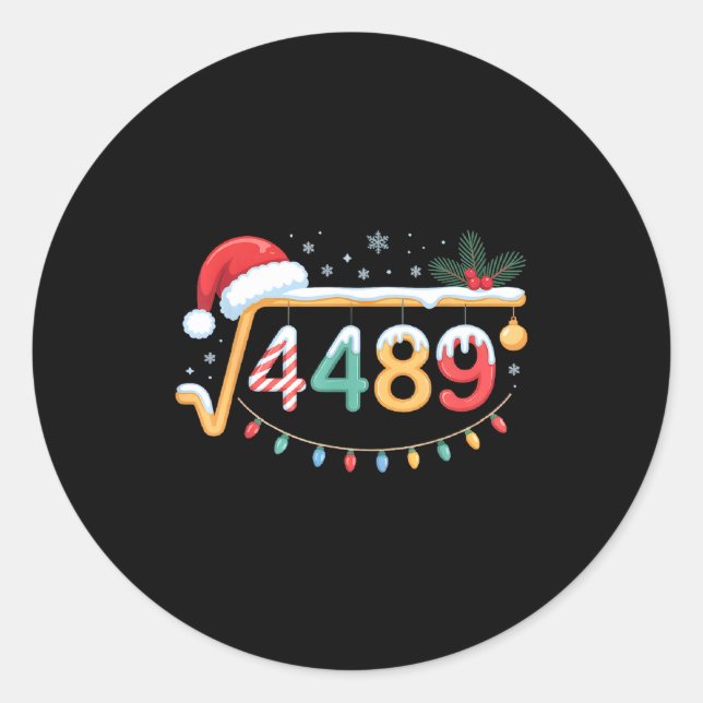 Pegatina Redonda Square Root 4489 Funny 67 Meme Math Teacher 6 7 Ch (Anverso)