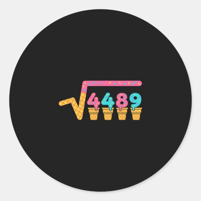 Pegatina Redonda Square Root Of 4489 Ice Cream Drip Meme Slang 67 6 (Anverso)