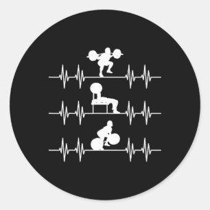 Pegatina Redonda Squat Bench Deadlift Heartbeat Hepítmicos