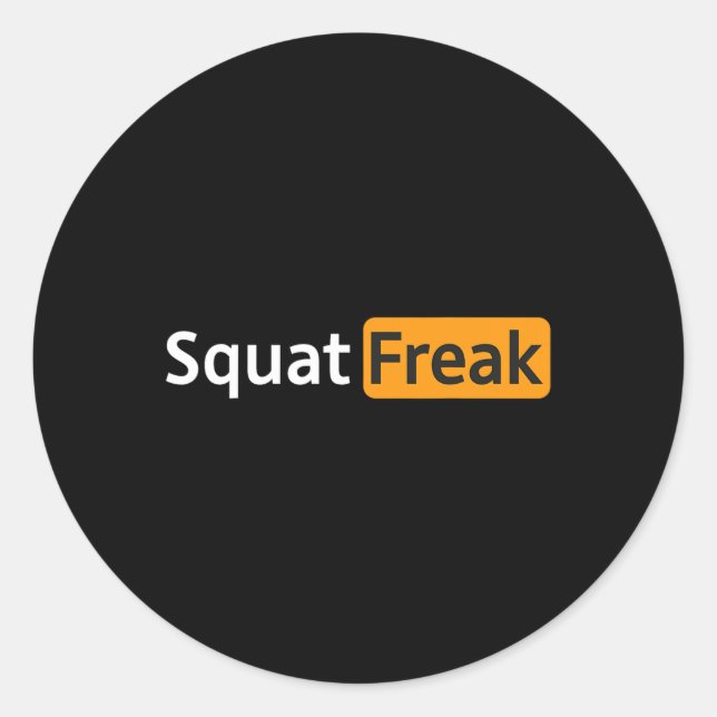 Pegatina Redonda Squat Freak Funny Gym Bodybuilding Fitness Workout (Anverso)