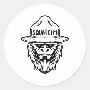 Pegatina Redonda Squatchy Campamento Bigfoot Sasquatch Divertido Ho