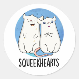 Pegatina Redonda Squeekcorazones Funny Mouse Pun