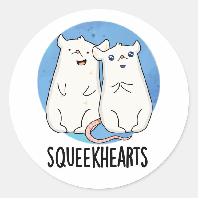 Pegatina Redonda Squeekcorazones Funny Mouse Pun (Anverso)