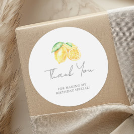 Pegatina Redonda Squeeze Lemon Citrus Baby Primer Cumpleaños