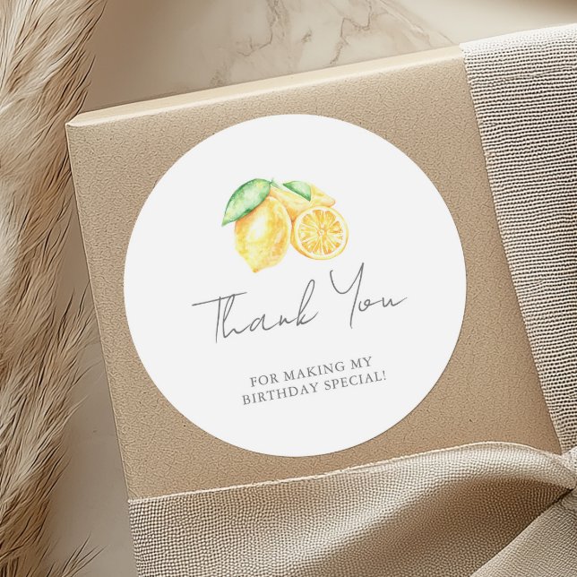 Pegatina Redonda Squeeze Lemon Citrus Baby Primer Cumpleaños (Subido por el creador)