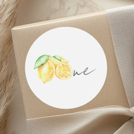 Pegatina Redonda Squeeze Lemon Citrus Summer Baby Primer Cumpleaños