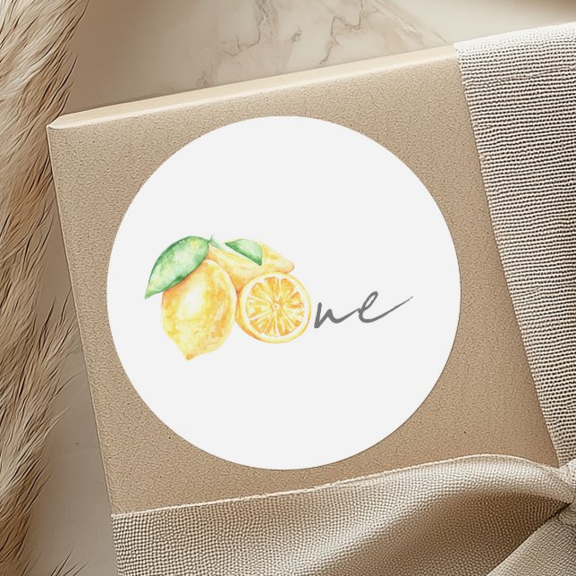 Pegatina Redonda Squeeze Lemon Citrus Summer Baby Primer Cumpleaños (Subido por el creador)