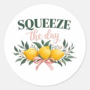 Pegatina Redonda Squeeze The Day Vintage Lemon Cita