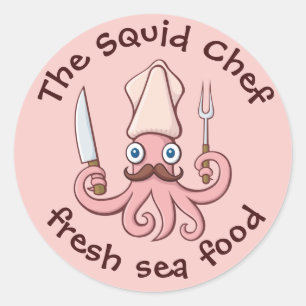 Pegatina Redonda Squid Chef Personalizado