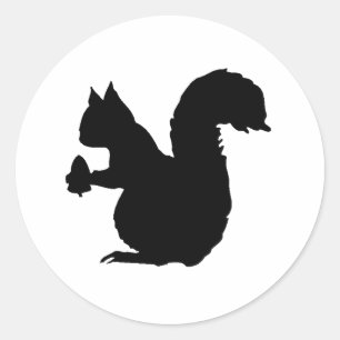 Pegatina Redonda Squirrel Silhouette