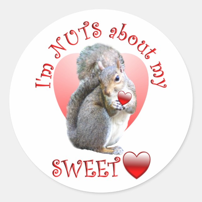 Pegatina Redonda Squirrel Valentine (Anverso)