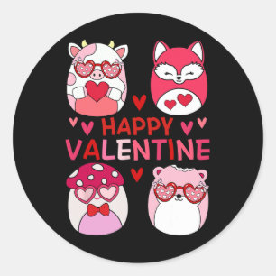 Pegatina Redonda Squish Squad Feliz Regalos De San Valentín Para Ni