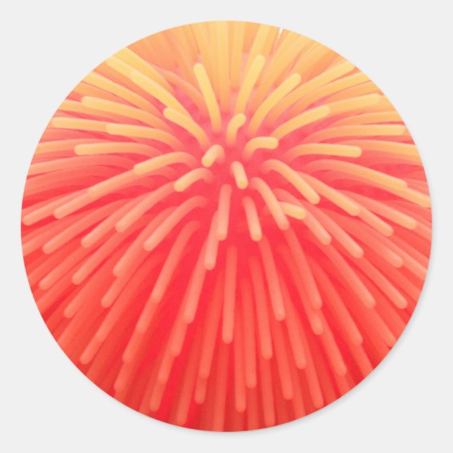 Pegatina Redonda Squishy Ball Resumen Naranja rojo brillante (Anverso)