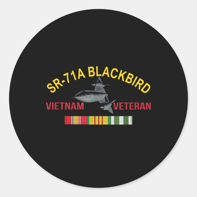 Pegatina Redonda Sr-71a Blackbird Vietnam Veterano Sr 71 Blackbird  (Anverso)