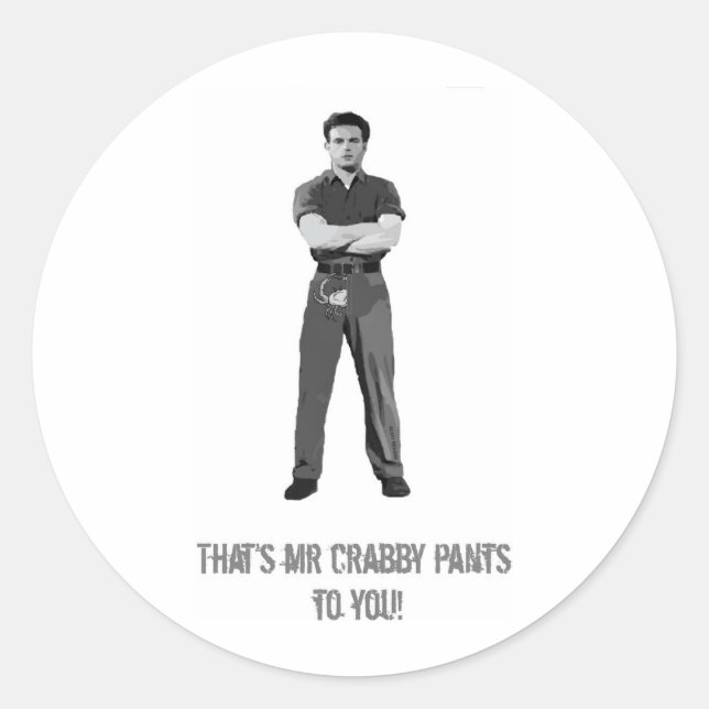 Pegatina Redonda Sr. Crabby Pants (Anverso)