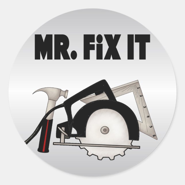 Pegatina Redonda Sr. Fix It (Anverso)