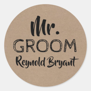Pegatina Redonda Sr. Groom Bold Typography