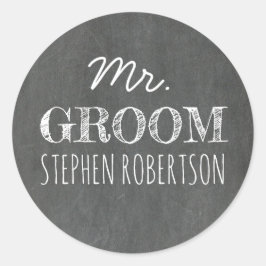 Pegatina Redonda Sr. Groom Chalkboard
