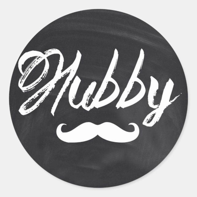 Pegatina Redonda Sr. Mustache Groom Honeymoon (Anverso)