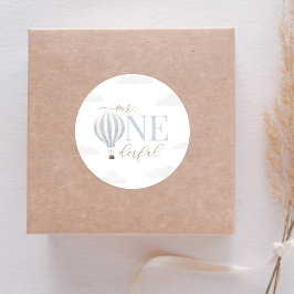 Pegatina Redonda Sr. Onemaravilloso Balón de Aire Caliente Cumpleañ