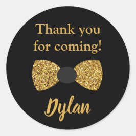 Pegatina Redonda Sr. Una maravillosa corbata negra y dorada