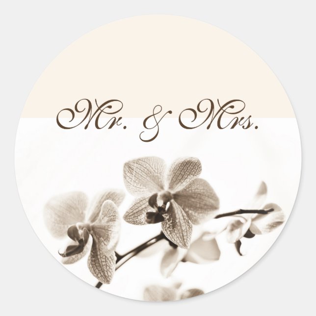 Pegatina Redonda Sr. y la Sra. Wedding Stickers (Anverso)