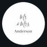 Pegatina Redonda Sr. y Sra. añada apellido fecha año de boda favor<br><div class="desc">diseño</div>