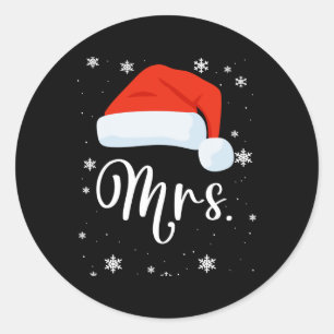 Pegatina Redonda Sr. Y Sra. Claus Parejas Navidades Pajama