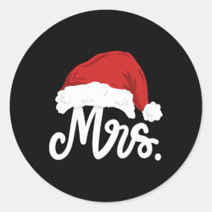 Pegatina Redonda Sr. y Sra. Santa Claus Parejas Navidades