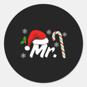 Pegatina Redonda Sr. Y Sra. Santa Hat Parejas Coincidiendo Navidade